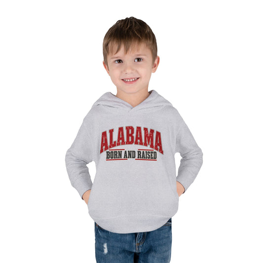 Alabama Born and Raised Bold Southern Americana Unisex Toddler Pullover Fleece Hoodie