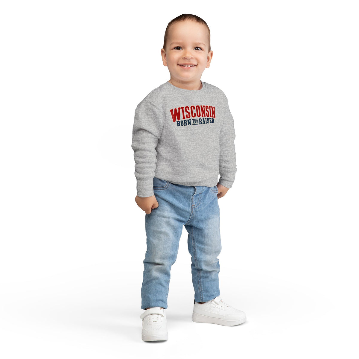 Wisconsin Born and Raised Great Lakes Heritage Unisex Toddler Sweatshirt
