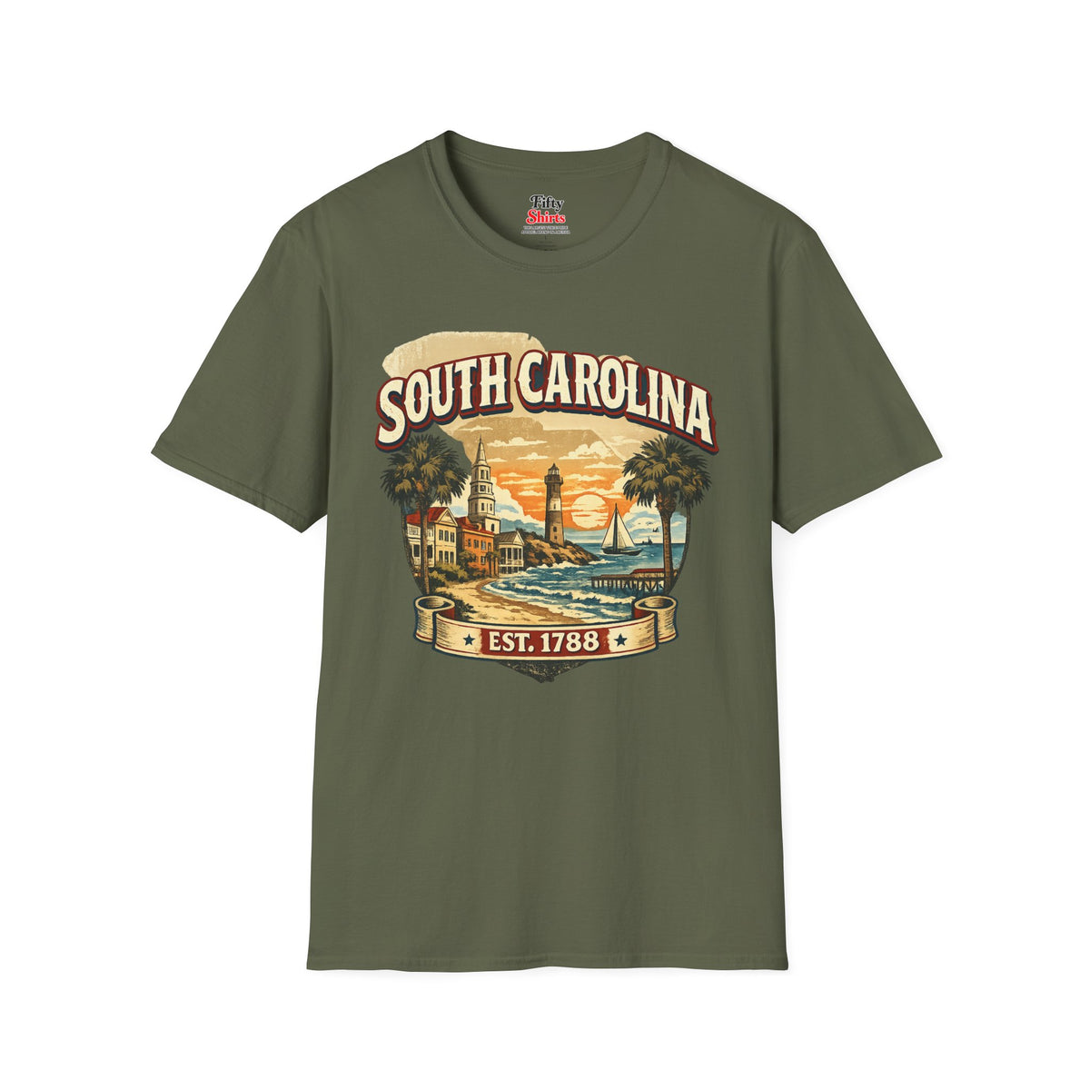 Vintage South Carolina Heritage Unisex Softstyle T Shirt State Pride Graphic Tee Collections FS03