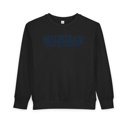 Michigan Born and Raised Rustic Midwest Unisex Toddler Sweatshirt