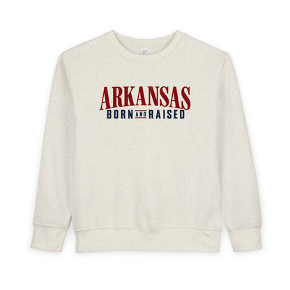 Arkansas Born and Raised Minimal Heritage Luxury Unisex Toddler Sweatshirt
