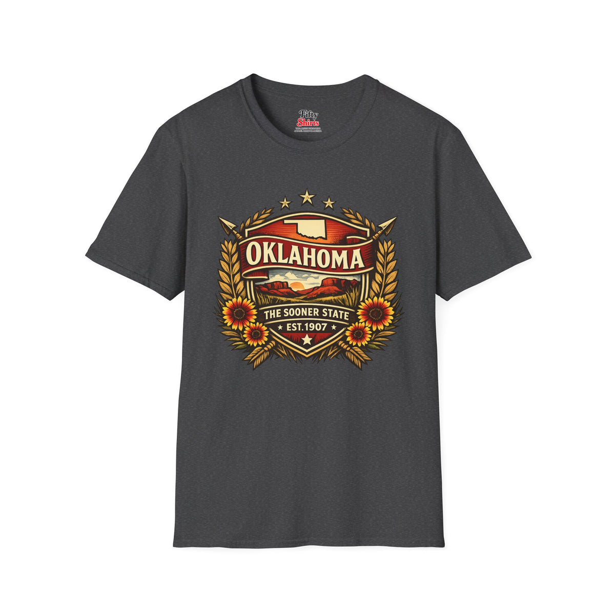 Oklahoma Heritage Badge Unisex Softstyle T Shirt State Pride Graphic Tee Collections FS03