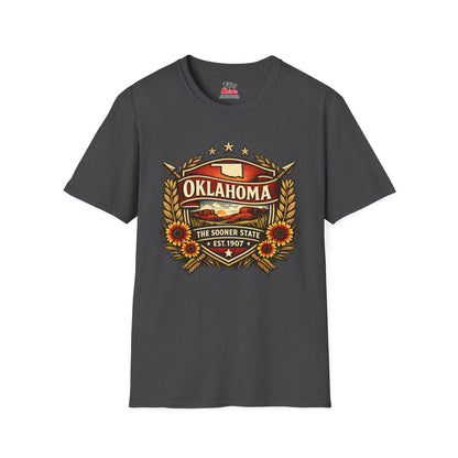 Oklahoma Heritage Badge Unisex Softstyle T Shirt State Pride Graphic Tee Collections FS03