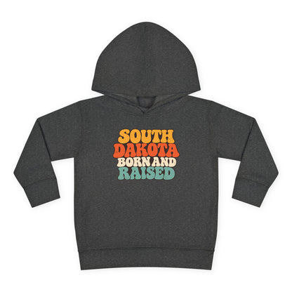 South Dakota Born and Raised Retro 1970s Unisex Toddler Pullover Fleece Hoodie