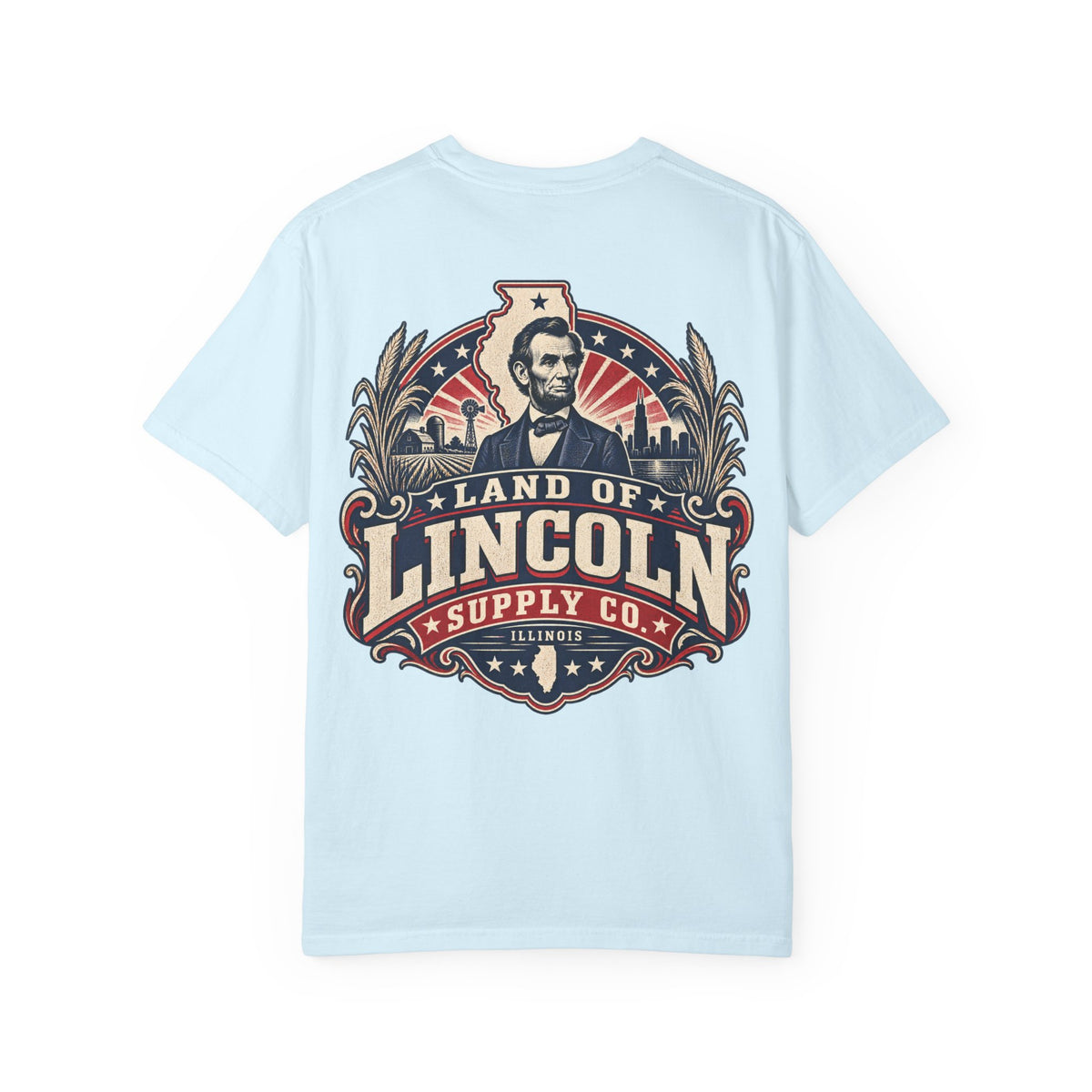 Illinois Land of Lincoln Suppy Co. Unisex Comfort Color 1717 Streetwear Graphic Tee