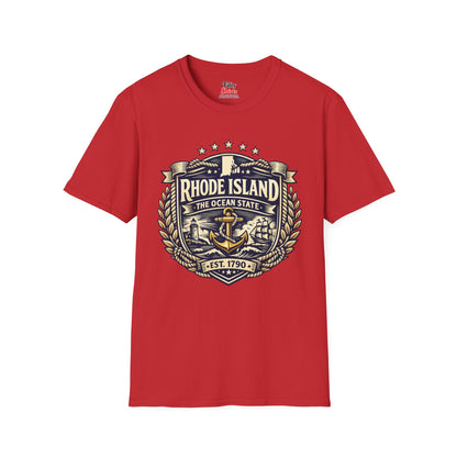 Rhode Island Heritage Badge Unisex Softstyle T Shirt State Pride Graphic Tee Collections FS03