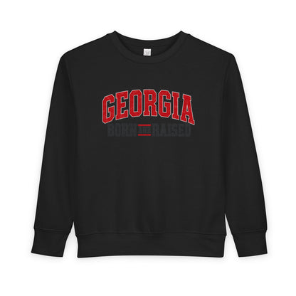 Georgia Born and Raised Old-School Athletic Unisex Toddler Sweatshirt
