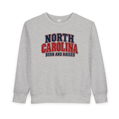 North Carolina Born and Raised Vintage Americana Unisex Toddler Sweatshirt