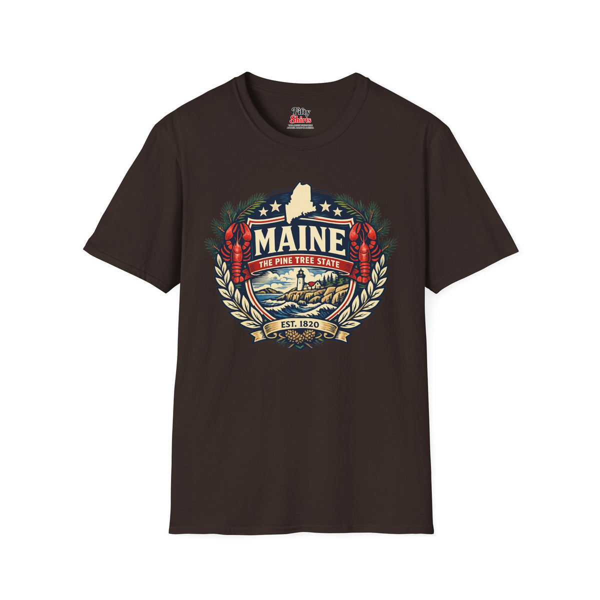 Maine Heritage Badge Unisex Softstyle T Shirt State Pride Graphic Tee Collections FS03