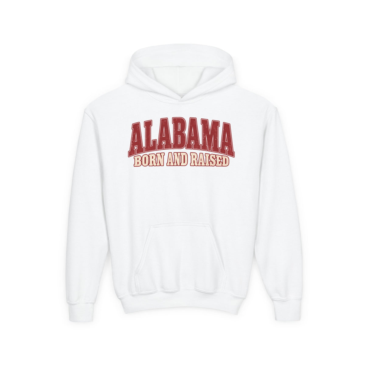 Alabama Born and Raised Classic Southern Heritage Unisex Youth Heavy Blend Hooded Sweatshirt Graphic