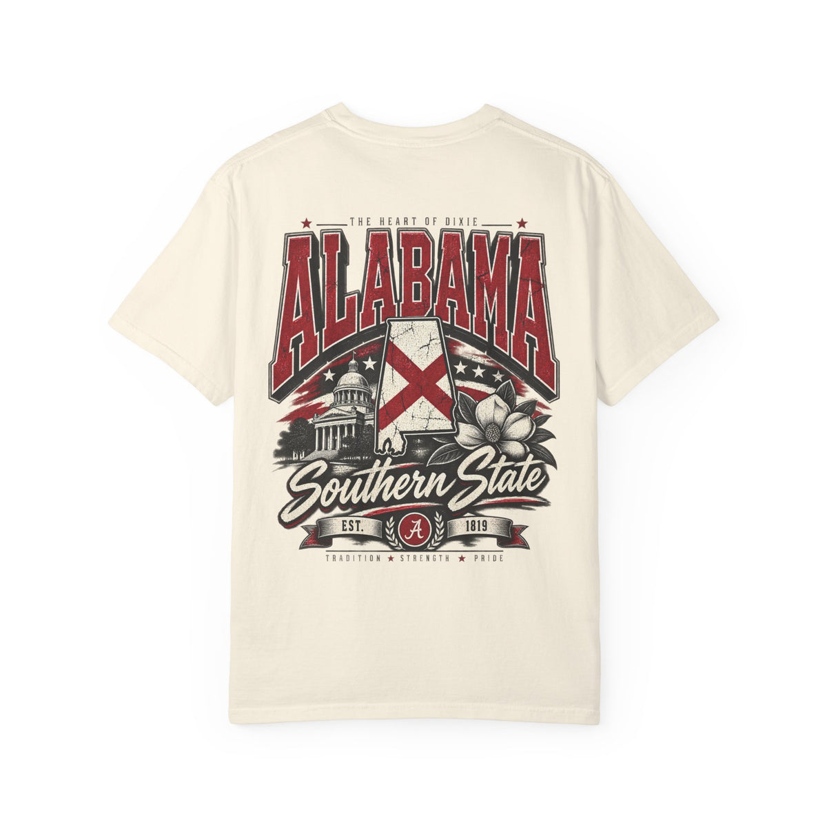 Alabama State Lettering Unisex Comfort Color 1717 Streetwear Graphic Tee