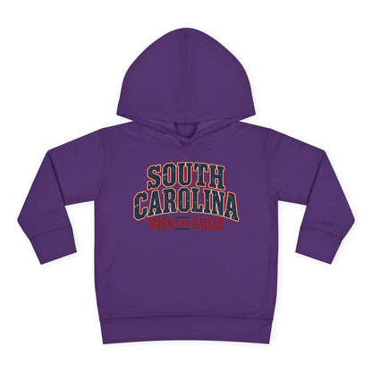 South Carolina Born and Raised Southern Americana Unisex Toddler Pullover Fleece Hoodie