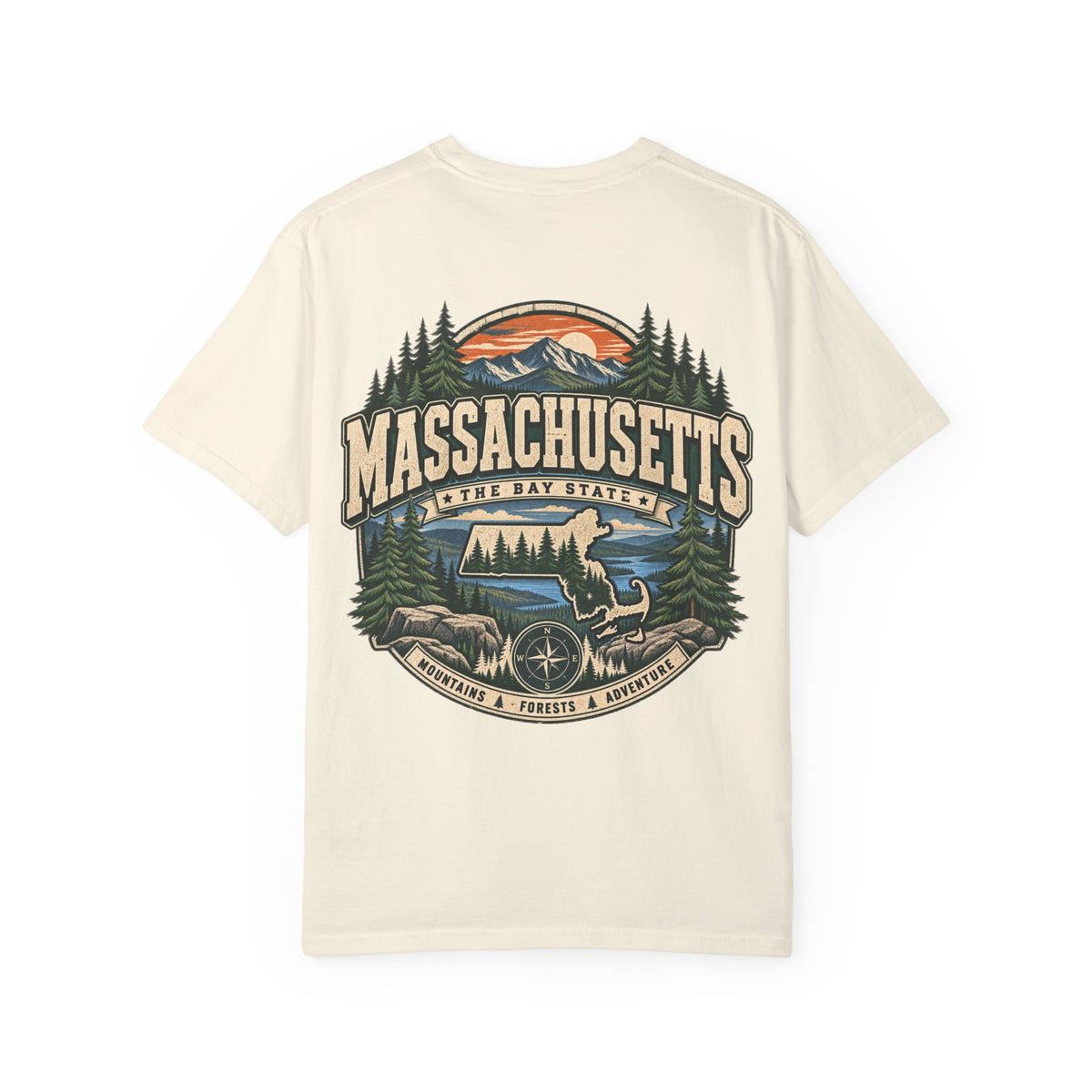 Massachusetts Mountain & Forest Unisex Comfort Color 1717 Streetwear Graphic Tee