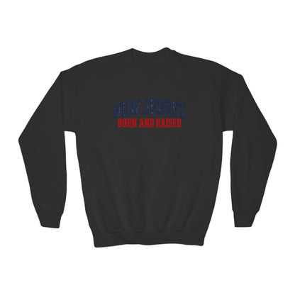 New Jersey Born and Raised Classic Northeast Unisex Youth Crewneck Sweatshirt Graphic