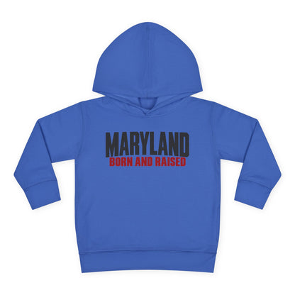 Maryland Born and Raised Modern Unisex Toddler Pullover Fleece Hoodie