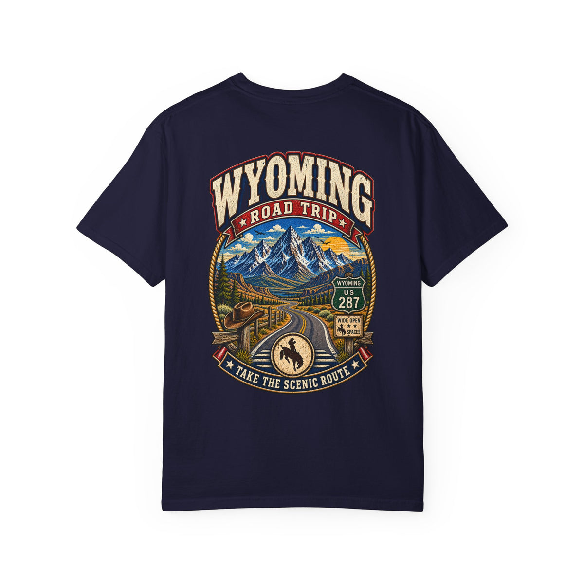 Wyoming Roadtrip Unisex Comfort Color 1717 Streetwear Graphic Tee