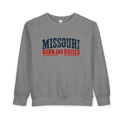 Missouri Born and Raised Old-School Americana Unisex Toddler Sweatshirt Graphic