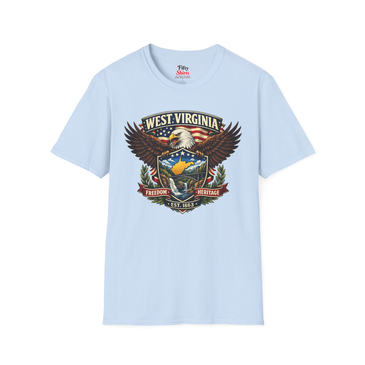West Virginia Americana Eagle Unisex Softstyle T Shirt State Pride Graphic Tee Collections FS03
