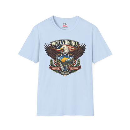 West Virginia Americana Eagle Unisex Softstyle T Shirt State Pride Graphic Tee Collections FS03