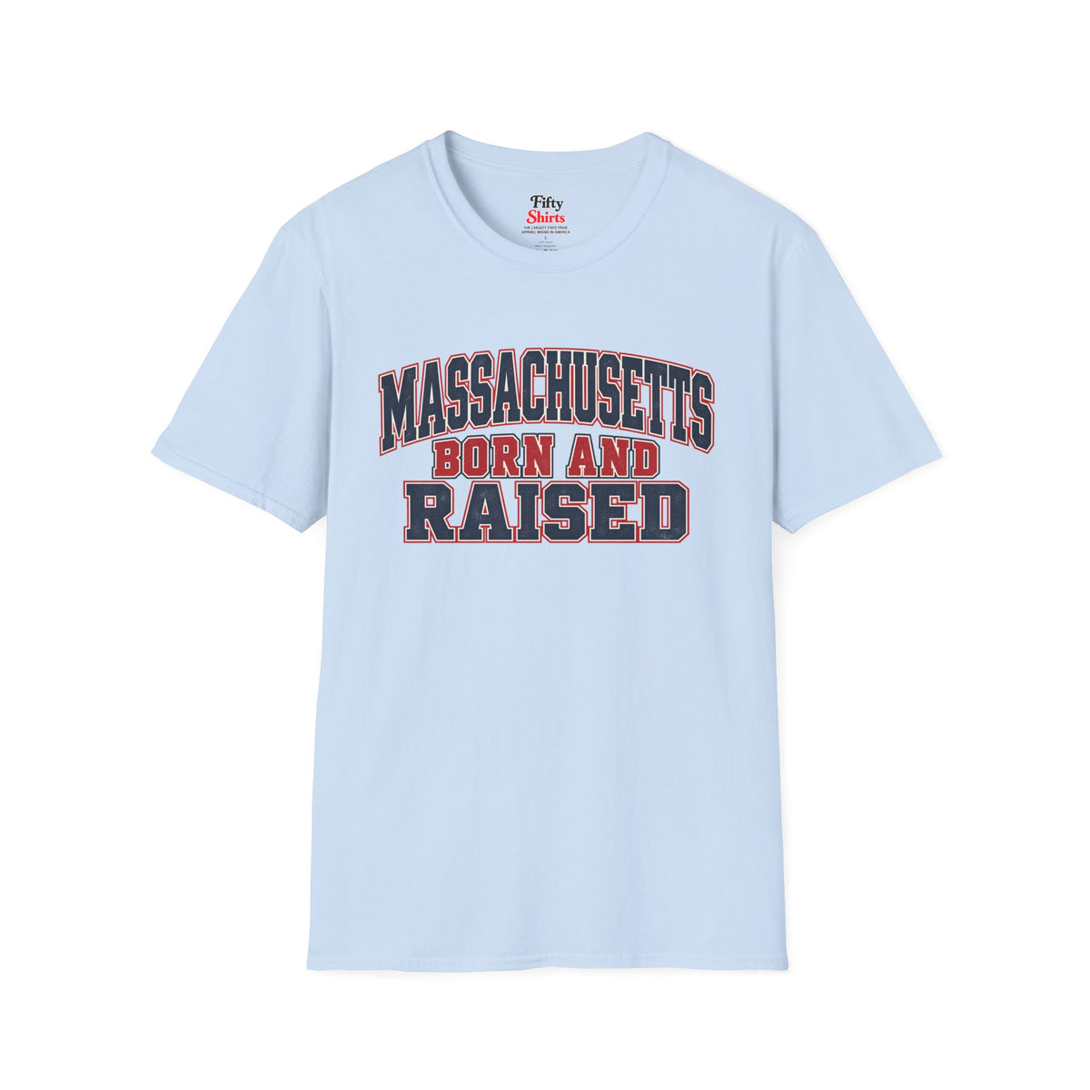 Massachusetts Born And Raised Unisex Softstyle T Shirt State Name Graphic Tee