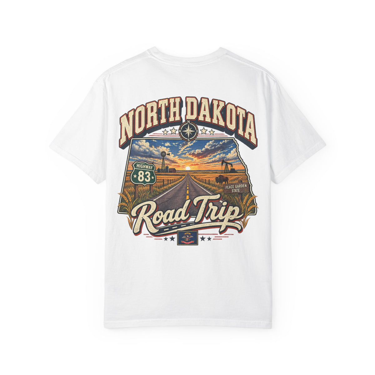 North Dakota Road Trip Unisex Comfort Color 1717 Streetwear Graphic Tee