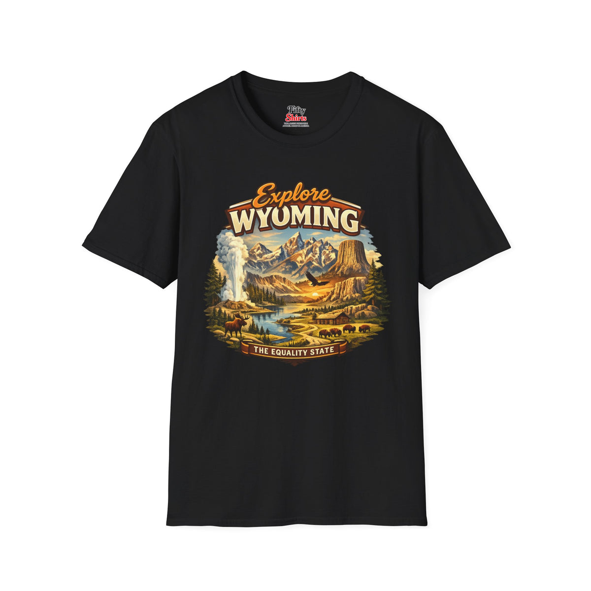 Explore Wyoming Unisex Softstyle T Shirt State Pride Graphic Tee Collections FS03