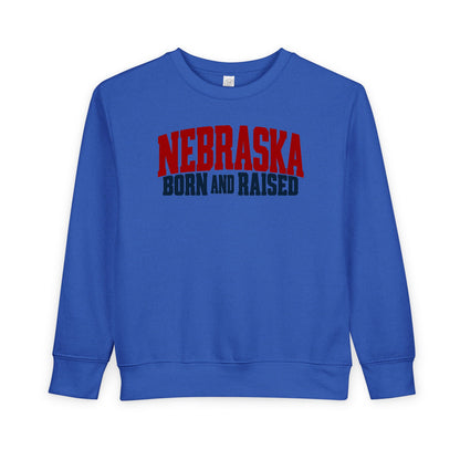 Nebraska Born and Raised Modern Midwestern Unisex Toddler Sweatshirt Graphic