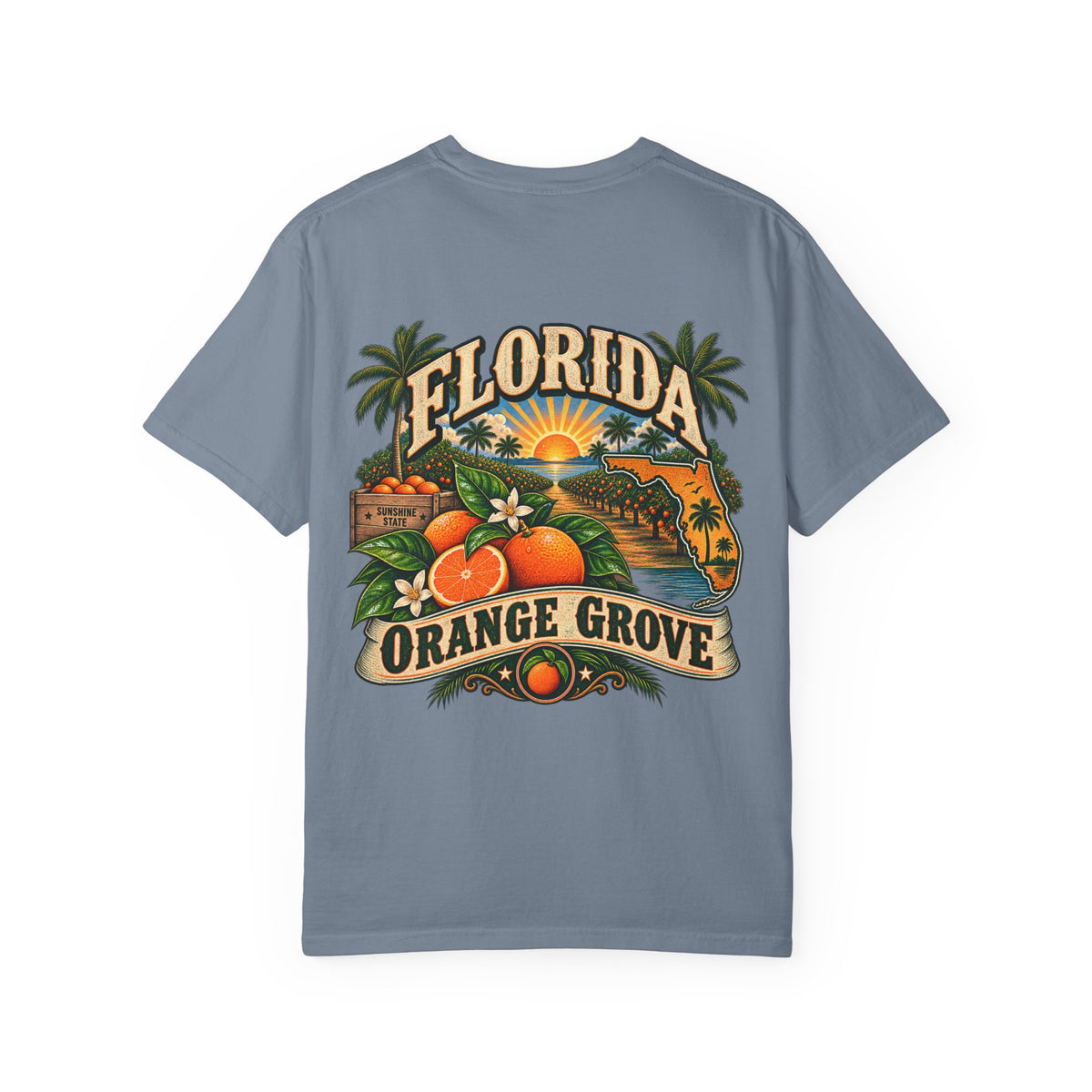 Florida Orange Grove  Unisex Comfort Color 1717 Streetwear Graphic Tee
