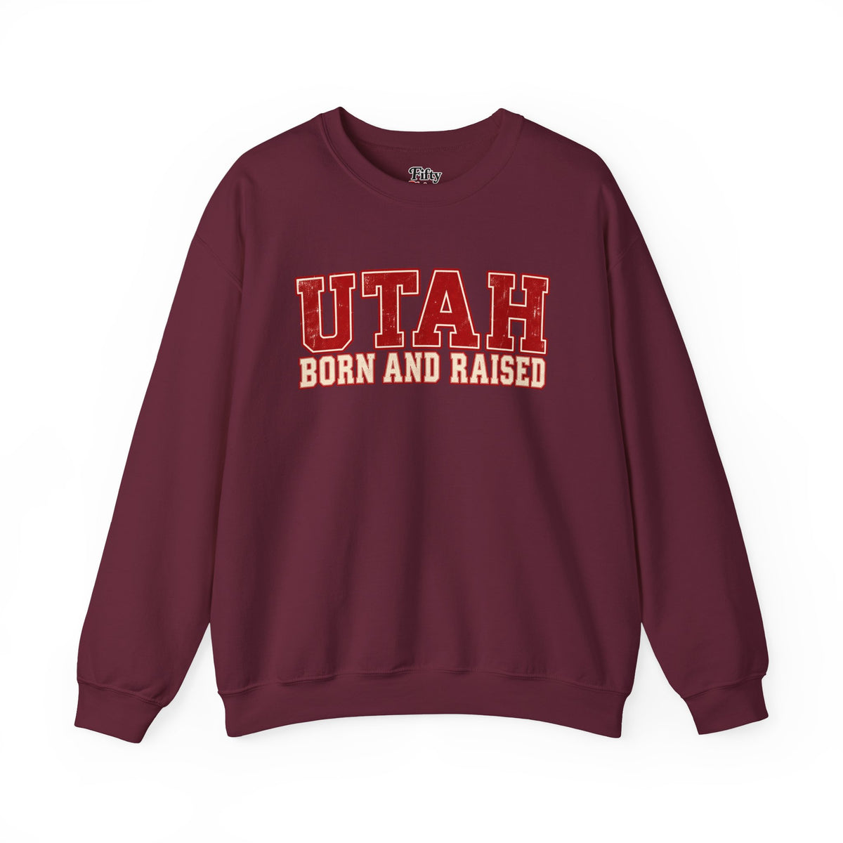 Utah Born and Raised Vintage Athletic Unisex Sweatshirt Graphic