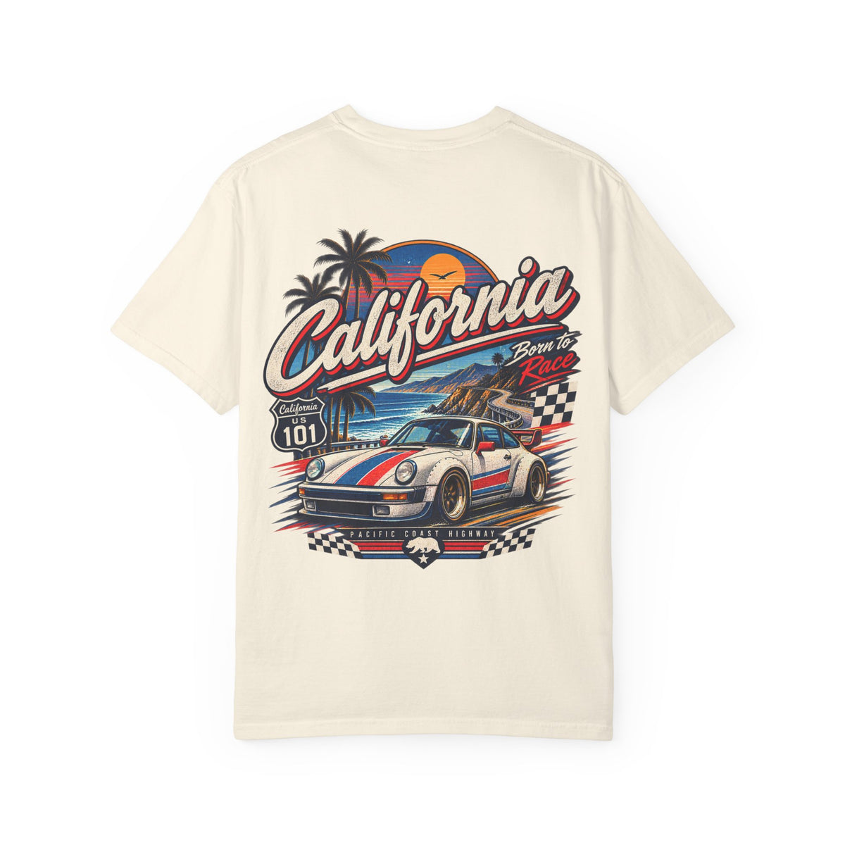 California 1980s Racing  Unisex Comfort Color 1717 Streetwear Graphic Tee