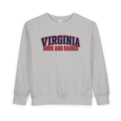 Virginia Born and Raised Classic Collegiate Unisex Toddler Sweatshirt