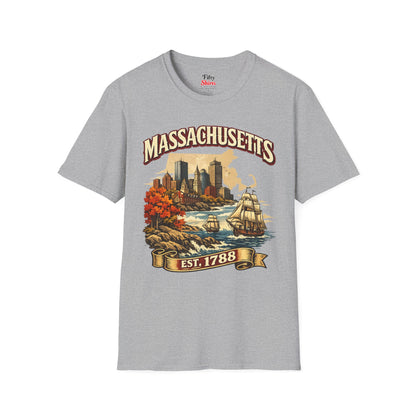 Vintage Massachusetts Heritage Unisex Softstyle T Shirt State Pride Graphic Tee Collections FS03