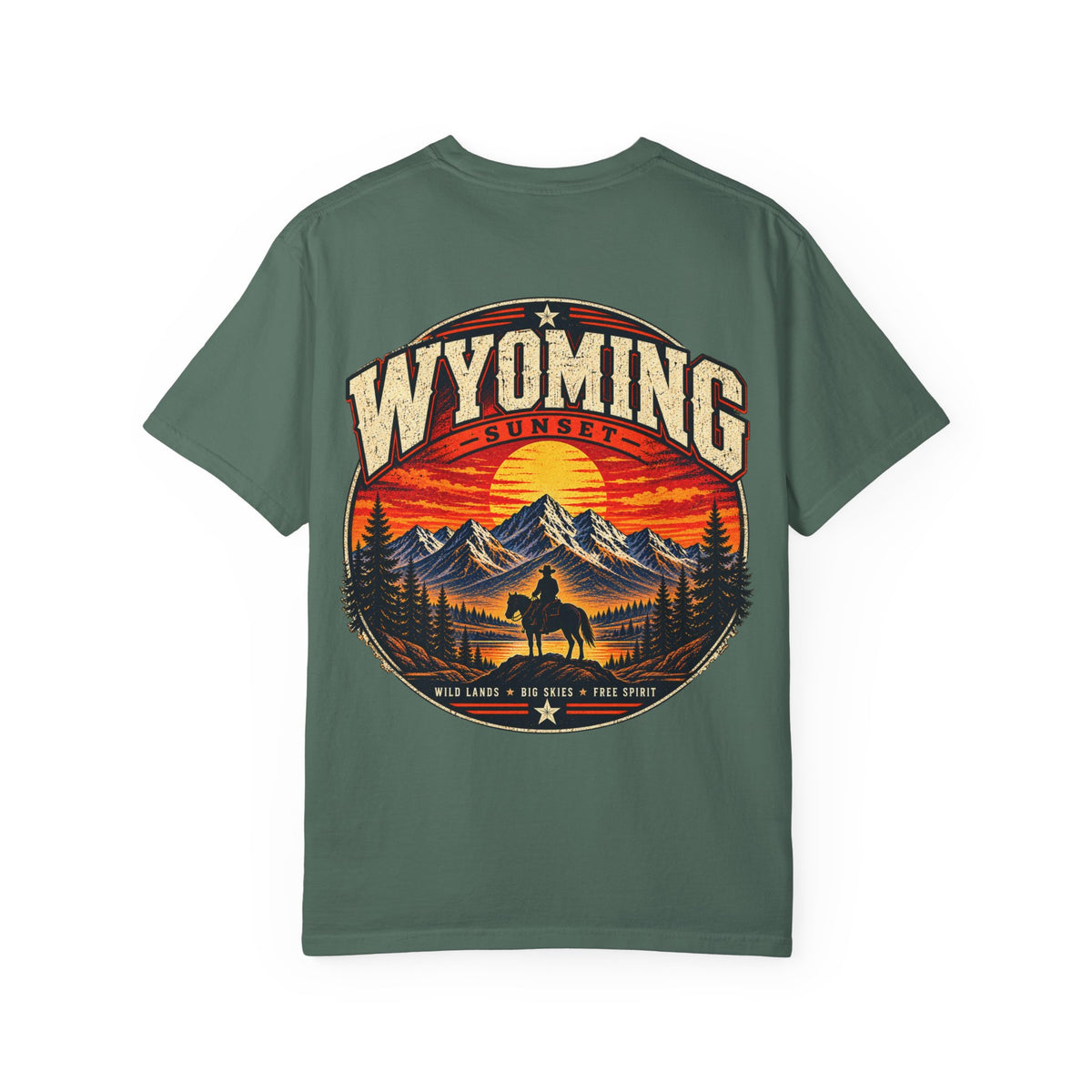 Wyoming Sunset Unisex Comfort Color 1717 Streetwear Graphic Tee