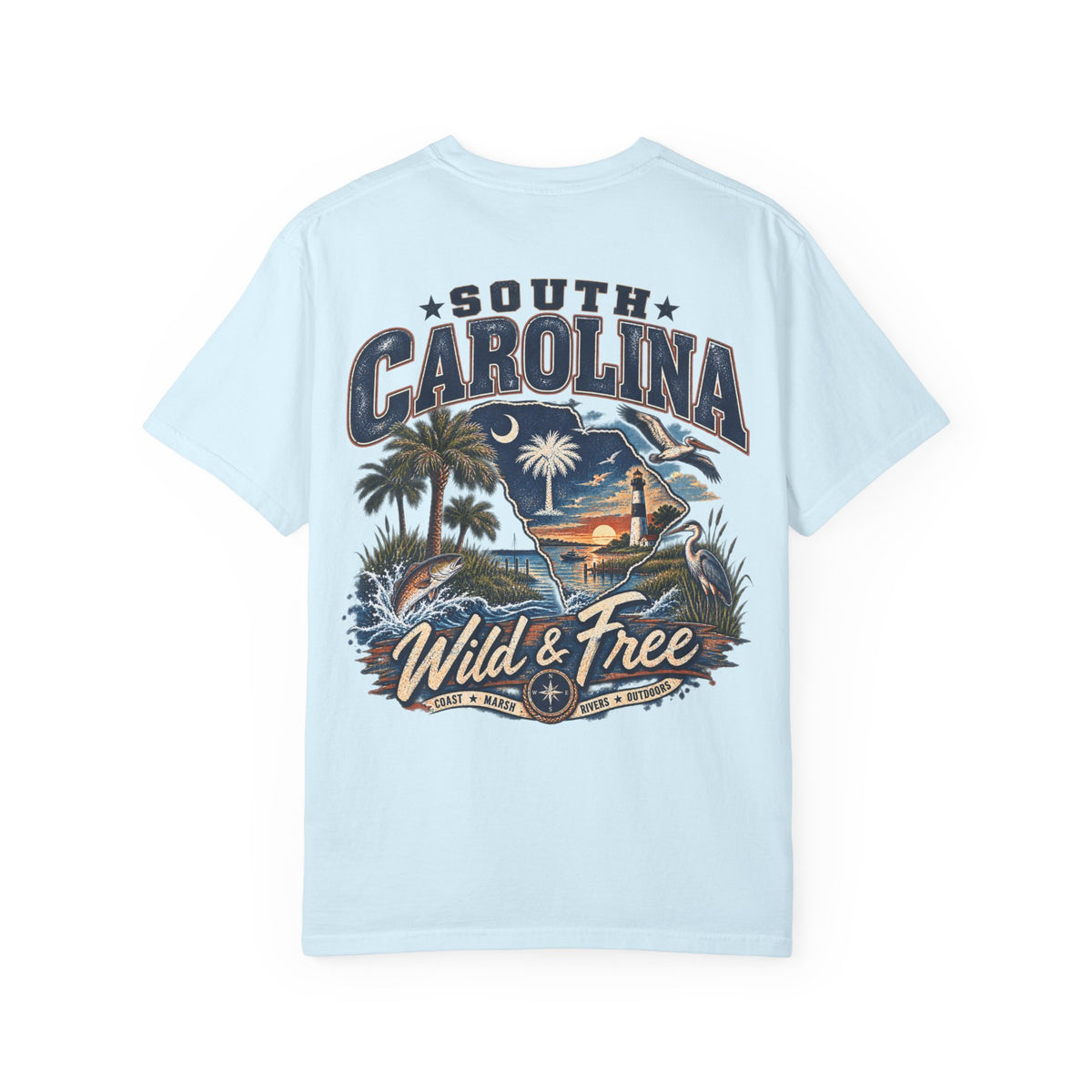 South Carolina Wild & Free Unisex Comfort Color 1717 Streetwear Graphic Tee