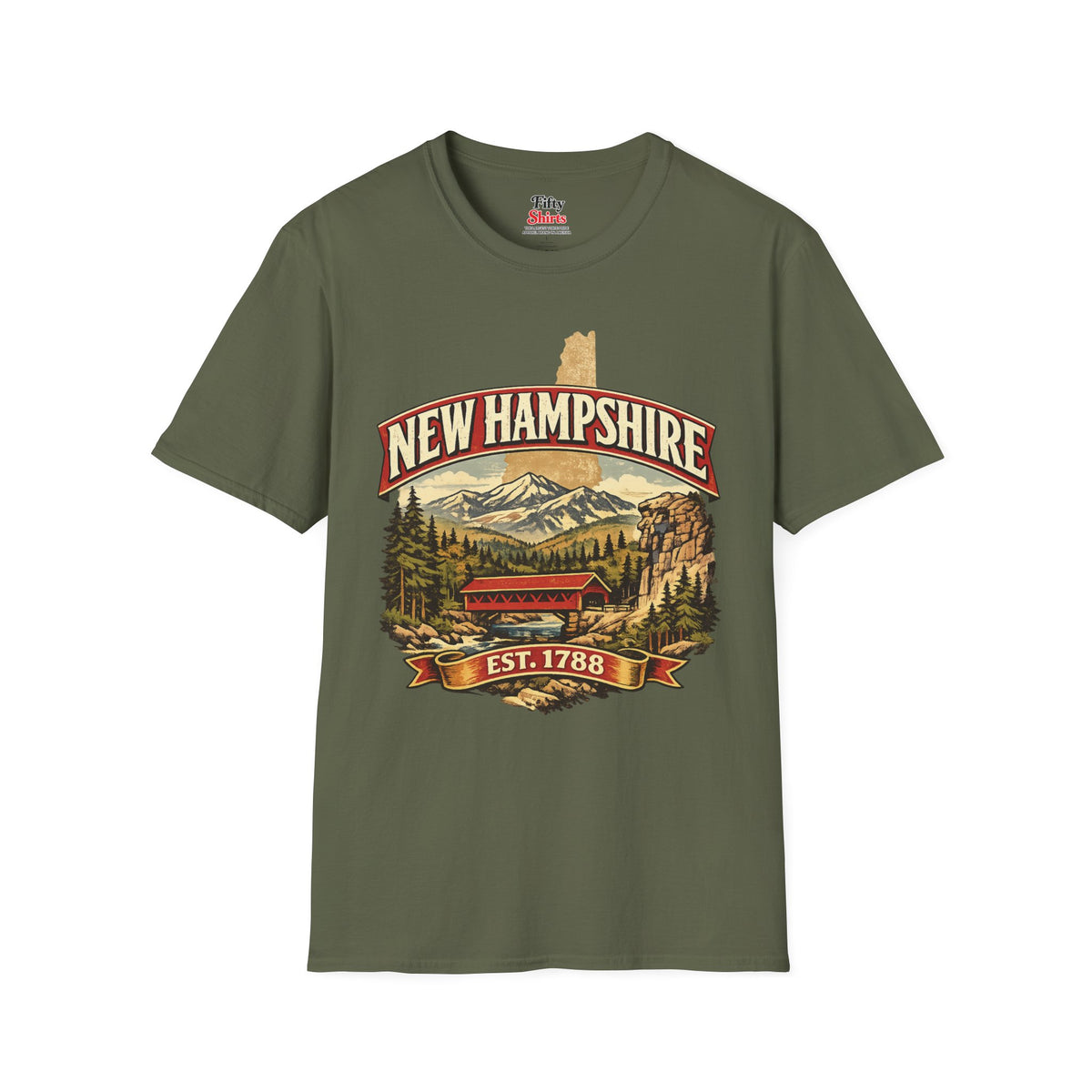 Vintage New Hampshire Heritage Unisex Softstyle T Shirt State Pride Graphic Tee Collections FS03