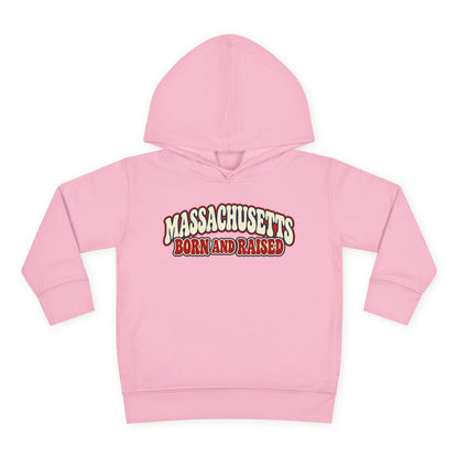 Massachusetts Born and Raised Retro 1970s Unisex Toddler Pullover Fleece Hoodie