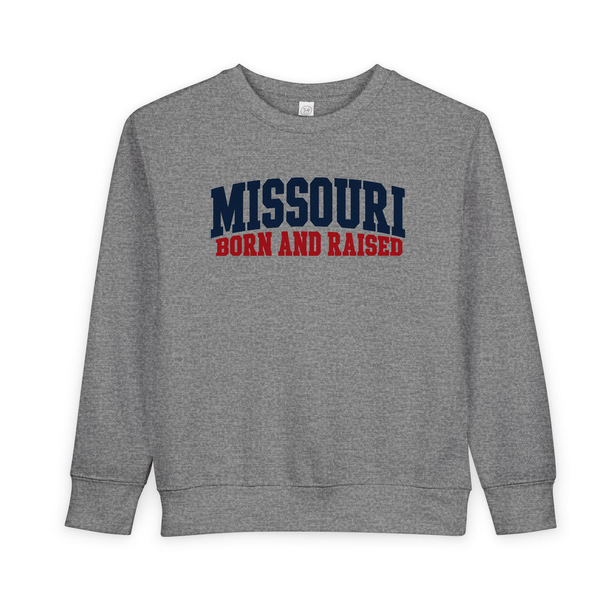 Missouri Born and Raised Minimal Vintage Unisex Toddler Sweatshirt Graphic