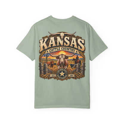Kansas Cattle Country Unisex Comfort Color 1717 Streetwear Graphic Tee