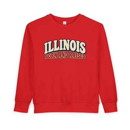 Illinois Born and Raised Retro 1970s Unisex Toddler Sweatshirt