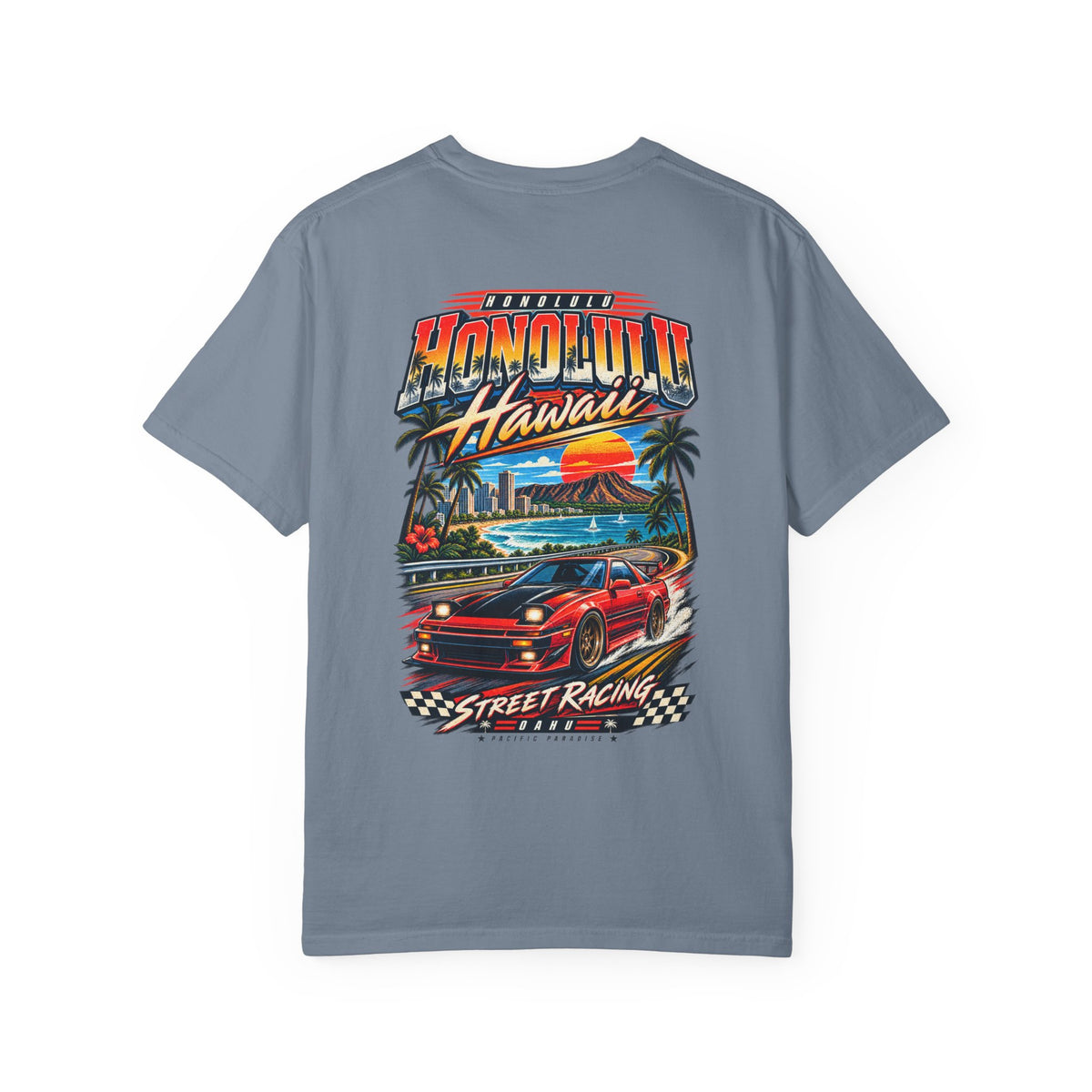 Honolulu Hawaii Street Racing Unisex Comfort Color 1717 Streetwear Graphic Tee