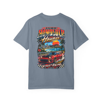 Honolulu Hawaii Street Racing Unisex Comfort Color 1717 Streetwear Graphic Tee