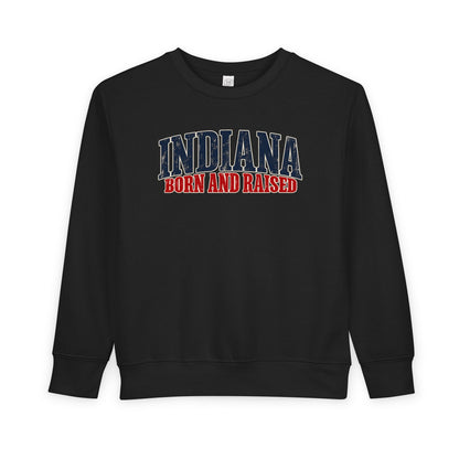 Indiana Born and Raised Midwest Americana Unisex Toddler Sweatshirt
