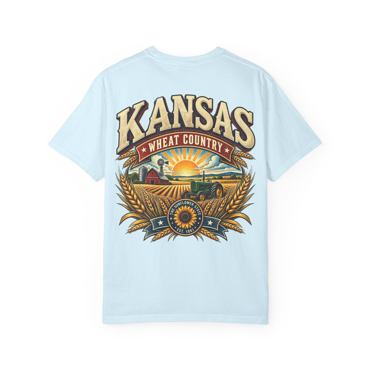 Kansas Wheat Country Unisex Comfort Color 1717 Streetwear Graphic Tee