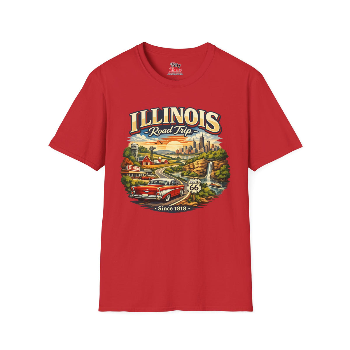 Illinois Road Trip Unisex Softstyle T Shirt State Pride Graphic Tee Collections FS03