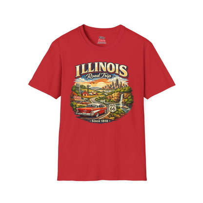Illinois Road Trip Unisex Softstyle T Shirt State Pride Graphic Tee Collections FS03
