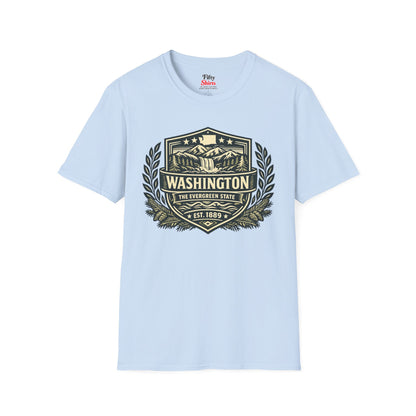 Washington Heritage Badge Unisex Softstyle T Shirt State Pride Graphic Tee Collections FS03