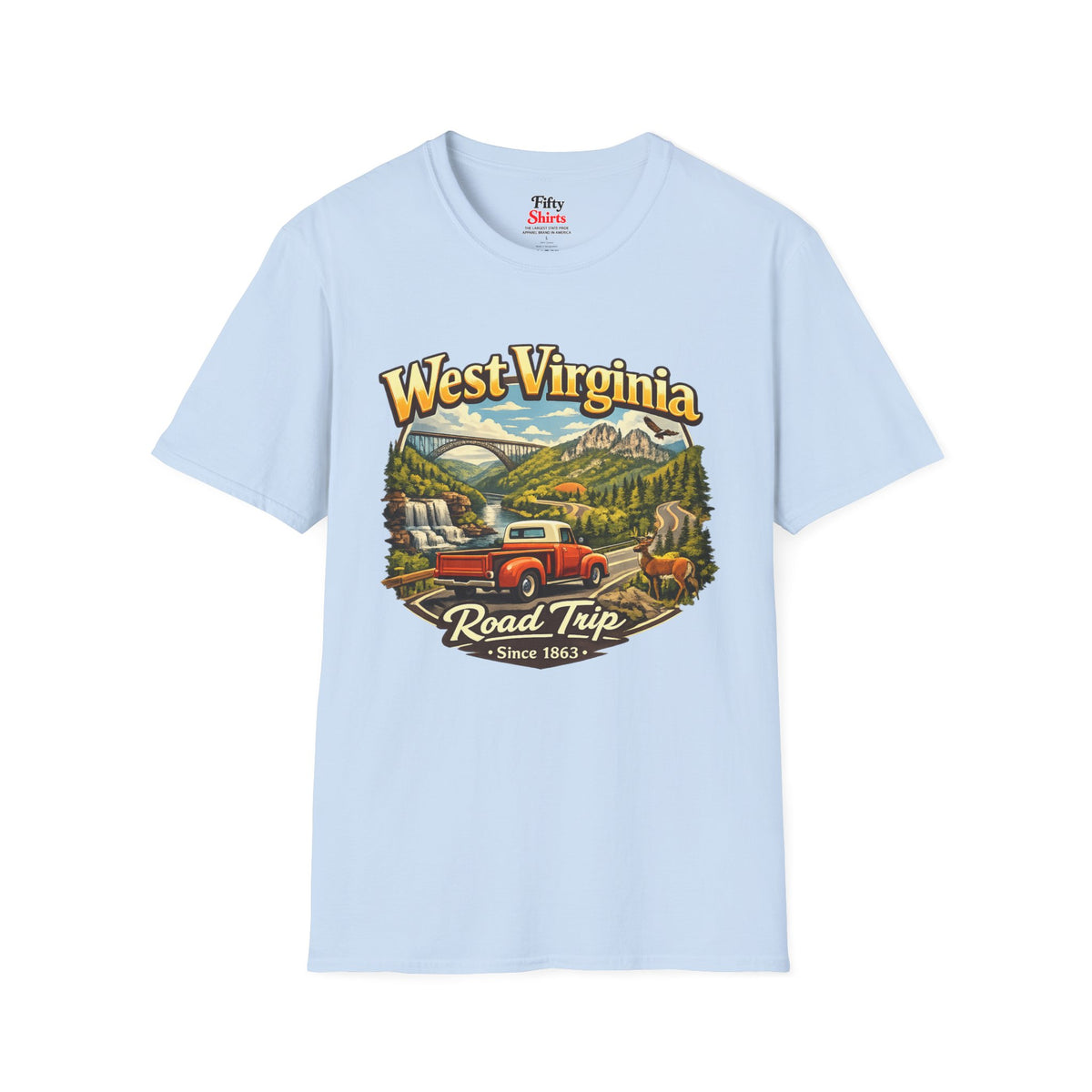 West Virginia Road Trip Unisex Softstyle T Shirt State Pride Graphic Tee Collections FS03