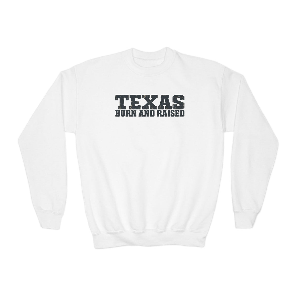 Texas Born and Raised Workwear Unisex Youth Crewneck Sweatshirt Graphic