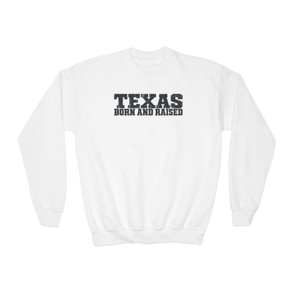 Texas Born and Raised Workwear Unisex Youth Crewneck Sweatshirt Graphic