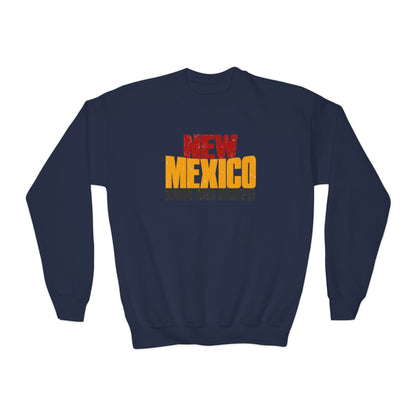 New Mexico Born and Raised Bold Streetwear Unisex Youth Crewneck Sweatshirt Graphic